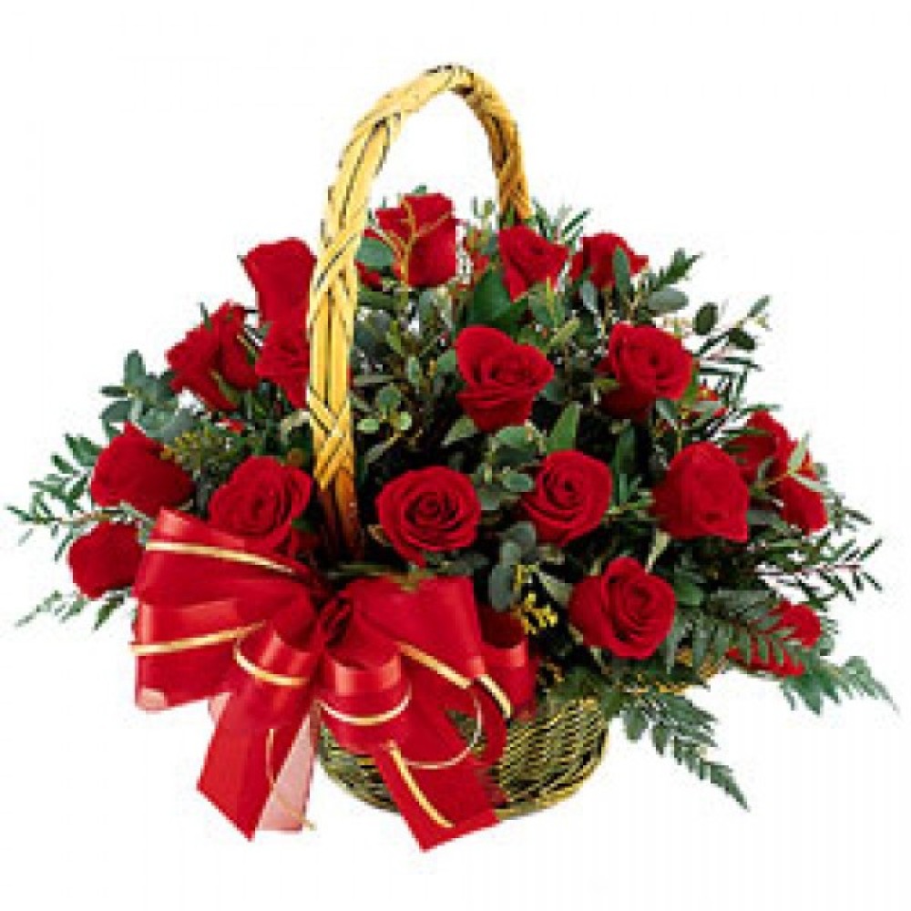 Ruby Roses - 24 Stems Basket